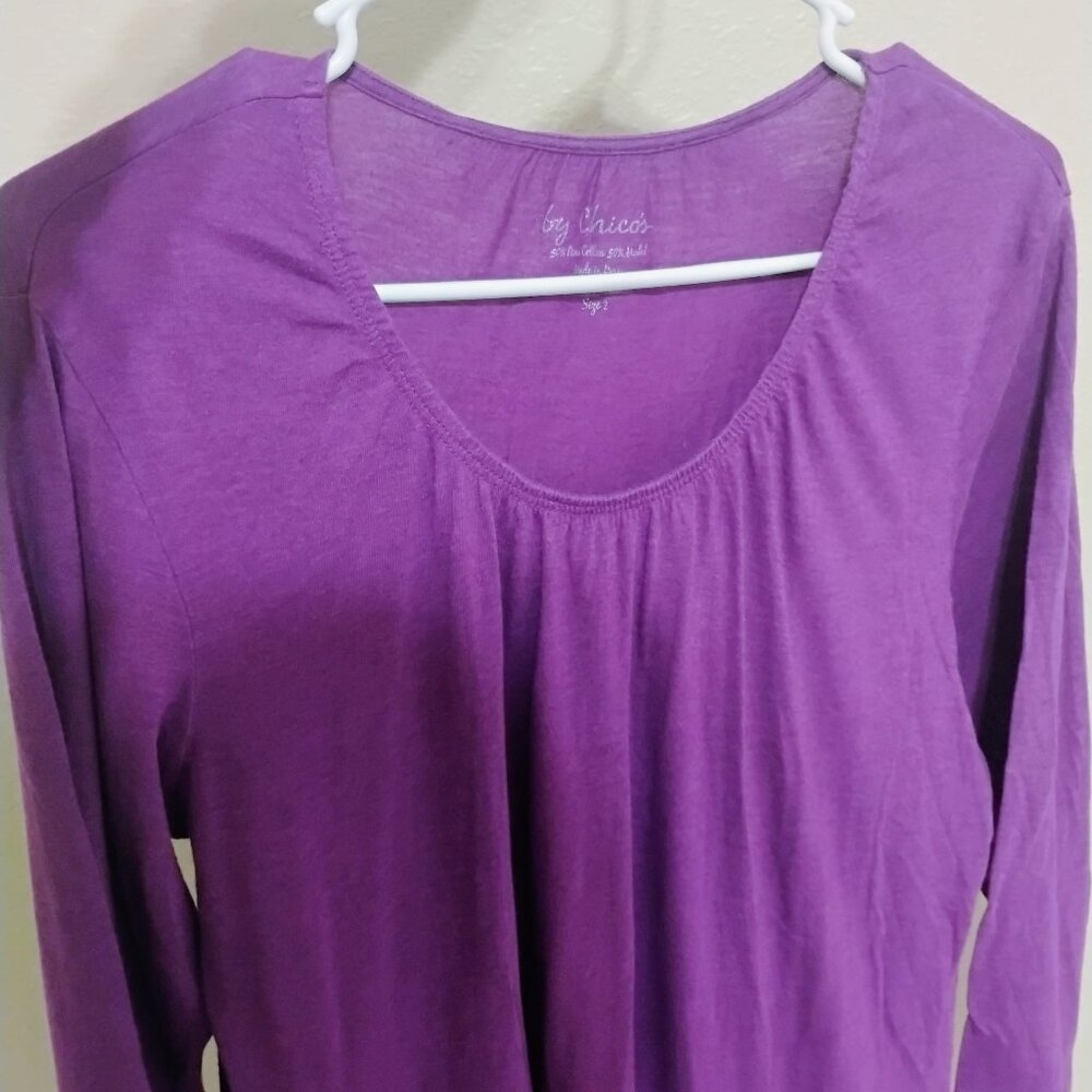 Chico’s Purple Pima Cotton Modal Top Size 2 3/4 Sleeve